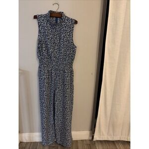CUPSHE Floral Maxi Jumpsuit with Pocket Mock Neck Wide Leg NWT Blue XLarge